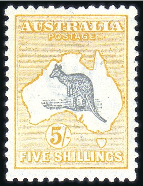 Stamp of Australia » Commonwealth of Australia 1915-27 5s Grey & Pale Yellow, mint, well centred 