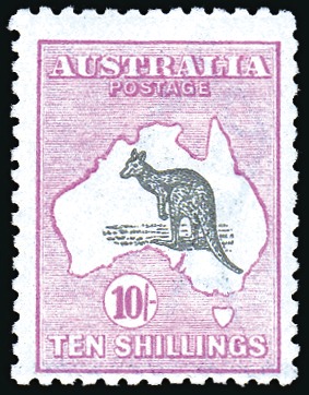 Stamp of Australia » Commonwealth of Australia 1915-27 10s Grey and Pale Aniline Pink, mint light