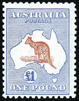Stamp of Australia » Commonwealth of Australia 1915-27 £1 Chestnut and Bright Blue, mint very lig