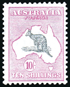 Stamp of Australia » Commonwealth of Australia 1929 10s Grey and Pink (die II), mint very lightly