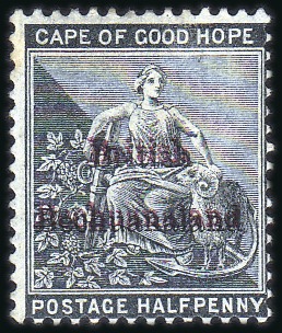 Stamp of Bechuanaland » British Bechuanaland 1885 Wmk Crown CA 1/2d grey-black with DOUBLE OVPT