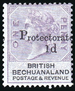Stamp of Bechuanaland » British Bechuanaland 1888 1d on 1d lilac and black with variety "small 