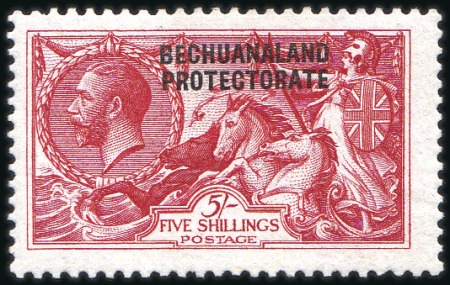 Stamp of Bechuanaland » British Bechuanaland 1914 Waterlow Seahorse 5s rose-carmine with variet