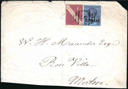 Stamp of British Levant  1889 (Apr) Envelope to UK with "Express D'Orient' 