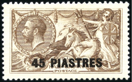 Stamp of British Levant  1921 BW Seahorse 45pi on 2s6d chocolate-brown with