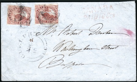 Stamp of Canada 1852 (Mar 2) Envelope from Guelph "cross-border" t