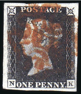 Stamp of Great Britain » 1840 1d Black and 1d Red plates 1a to 11 1840 1d Intense Black pl.1b NK, very large margins
