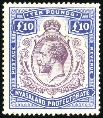 Stamp of Nyasaland » British Central Africa 1913-21 Multiple Crown CA £10 purple and dull ultr