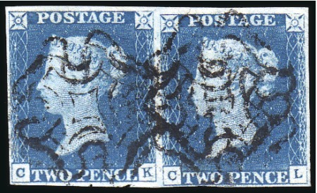 Stamp of Great Britain » 1840 2d Blue (ordered by plate number) 1840 2d Blue pl.1 CK-CL (CK with constant variety)