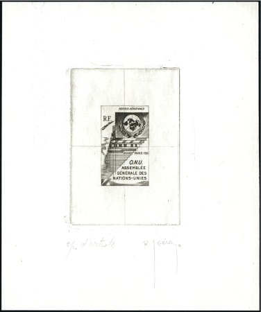 Stamp of Auction catalogues 1951 French Airmails UNISSUED: Single die artist p