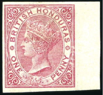 Stamp of British Honduras 1882-87 Wmk Crown CA 1d rose imperf. plate proof, 