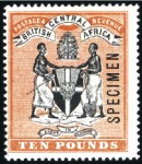 Stamp of Nyasaland » British Central Africa 1896 Crown CA 1d to £25 part set of 11, mint, part