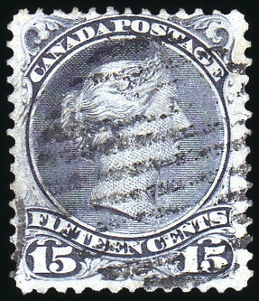 Stamp of Canada 1879 15c Clear Deep Violet, well centred used exam