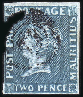 Stamp of Mauritius 1848-59 Post Paid 2d blue, intermediate impression