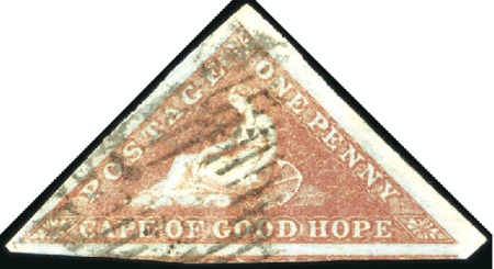 Stamp of South Africa » Cape of Good Hope 1853 1d Pale Brick-Red, large to very large margin