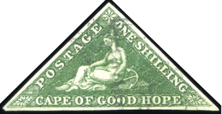 Stamp of South Africa » Cape of Good Hope 1859 1s Deep Dark Green, good even margins, light 