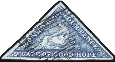 Stamp of South Africa » Cape of Good Hope 1864 4d Steel-Blue, good to large margins, triangu