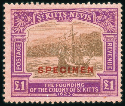 Stamp of St. Kitts-Nevis » St. Kitts-Nevis Crown Colony & Later 1923 Tercentenary set of 13 with SPECIMEN overprin