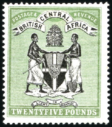 Stamp of Nyasaland » British Central Africa 1896 Crown CC £25 black and green, mint, part orig