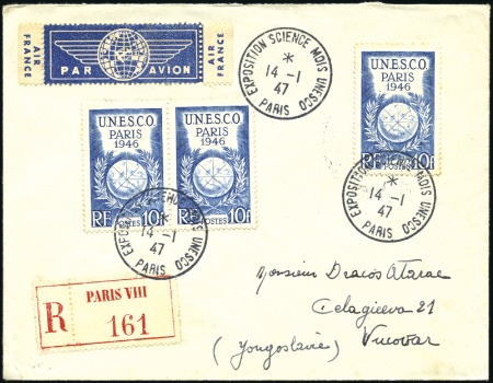 Stamp of Auction catalogues 1946 1st UNESCO CONFERENCE PARIS: Cover with oval 