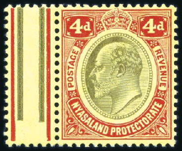 Stamp of Nyasaland » British Central Africa 1908-11 Crown CA 4d black and red on yellow, mint 