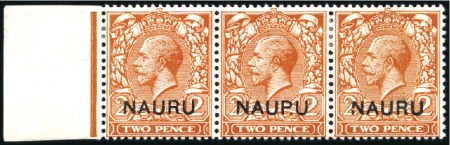Stamp of Nauru 1916-23 2d Orange, mint, left sheet marginal horiz