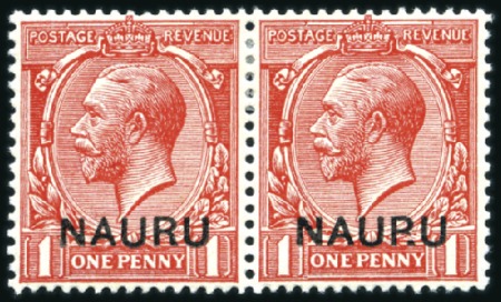 Stamp of Nauru 1916-23 1d Bright scarlet, mint, pair, right stamp
