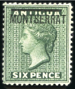 Stamp of Montserrat 1876 Wmk Crown CC 6d blue-green, mint large part o