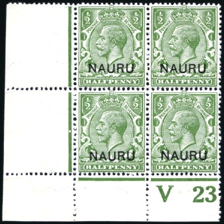 Stamp of Nauru 1916-23 1/2d Yellow-green, mint, bottom left corne