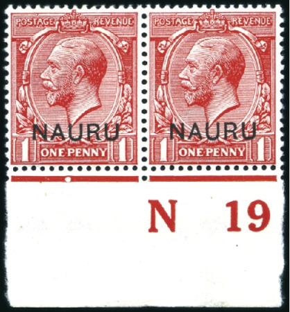 Stamp of Nauru 1916-23 1d Bright scarlet, mint, bottom sheet marg