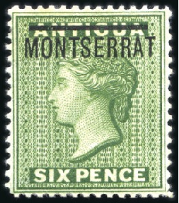 Stamp of Montserrat 1876 Wmk Crown CC 6d green with "inverted S" varie