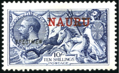 Stamp of Nauru 1916-23 Waterlow 10s indigo-blue, mint, showing SP