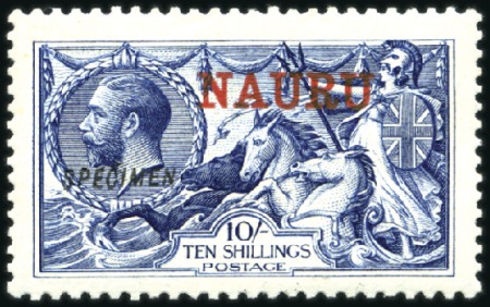 Stamp of Nauru 1916-23 Waterlow 10s indigo-blue, mint, showing SP