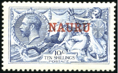 Stamp of Nauru 1916-23 De La Rue 10s pale blue, mint, part origin