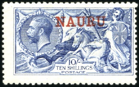 Stamp of Nauru 1916-23 De La Rue 10s pale blue, mint, part origin