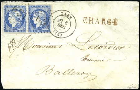 Stamp of France Superbe paire du 20c Bordeaux Type I Report I obl.
