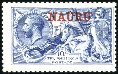 Stamp of Nauru 1916-23 De La Rue 10s pale blue, mint, part origin