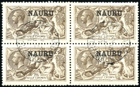 Stamp of Nauru 1916-23 De La Rue 2s6d sepia brown, used, block of