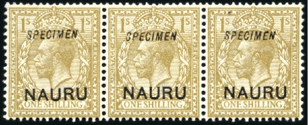 Stamp of Nauru 1916-23 1s Bistre-brown, mint, horizontal strip of