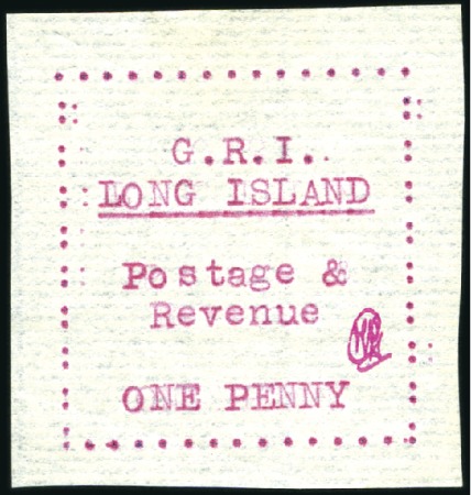Stamp of Long Island 1916 1d Red on thin horiz. laid paper, unused, dia