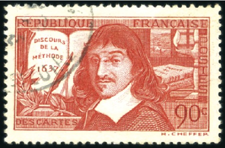 Stamp of France 1937 Spectaculaire variété "3ème oeil" entre les d