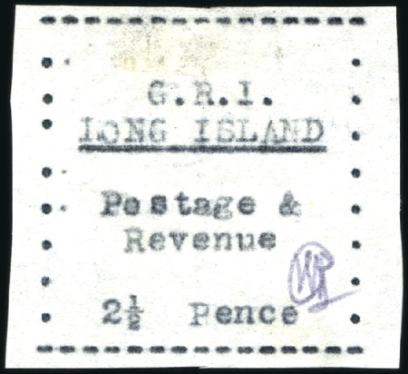 Stamp of Long Island 1916 2 1/2d Black on thin wove paper, unused, ligh