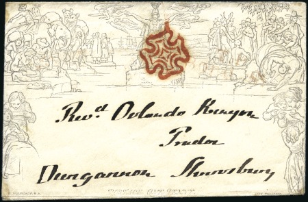 Stamp of Great Britain » 1840 Mulreadys & Caricatures 1840 (May 12) 1d Mulready, stereo A144, VERY EARLY