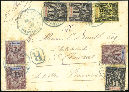 Stamp of Colonies françaises » Martinique 1906 Enveloppe recommandée avec Paix et Commerce 3