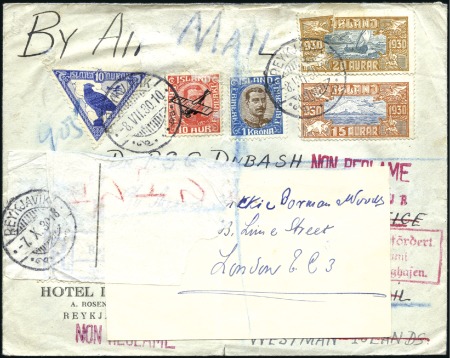 Stamp of Iceland 1930 (8 JULY) Registered airmail cover to Japan, f