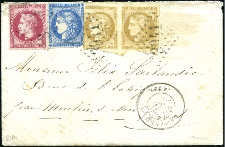 Stamp of France » Guerre de 1870-1871 Rarissime affranchissement tricolore sur Boule de