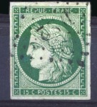 Stamp of France 1849 Cérès, sélection d'obl. montrant une grande v