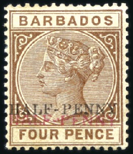 Stamp of Barbados 1882-86 Wmk Crown CA 1/2d to 5s set of 9 mint, two