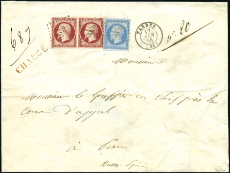 Stamp of France Rare lettre chargée au 4è échelon de poids de Tarb