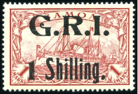 Stamp of Samoa 1914 German Colonial Issue "1 Shilling" on 1m carm